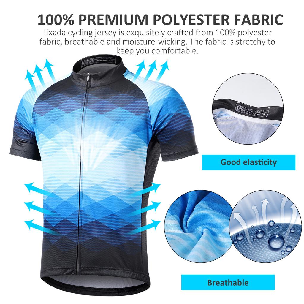 Lixada Men Cycle Jersey Breathable Short Sleeve Bike Shirt and Padded Shorts MTB Bicycle Clothing Suit