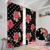 2Pcs,2D Plane Printing Light Filtering Curtains Roses On Polka Dots Versatile Durable Polyester (Without Rod) Holiday Ldeal For