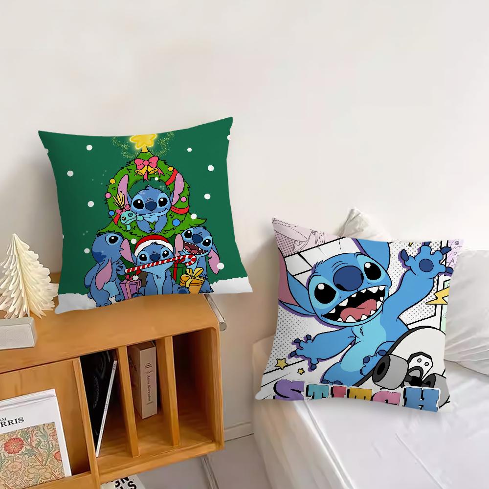 MINISO Cartoon S-Stitch Cute Cushion Cover Living Room Headboard Bedroom Office Cushion Cushion Sofa Nap Time Pillow Case