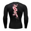 Sakura Blossom Print Compression Shirt for Men Athletic Quick Dry T-shirts Gym Workout Running Tees Long Sleeve Tops Activewear