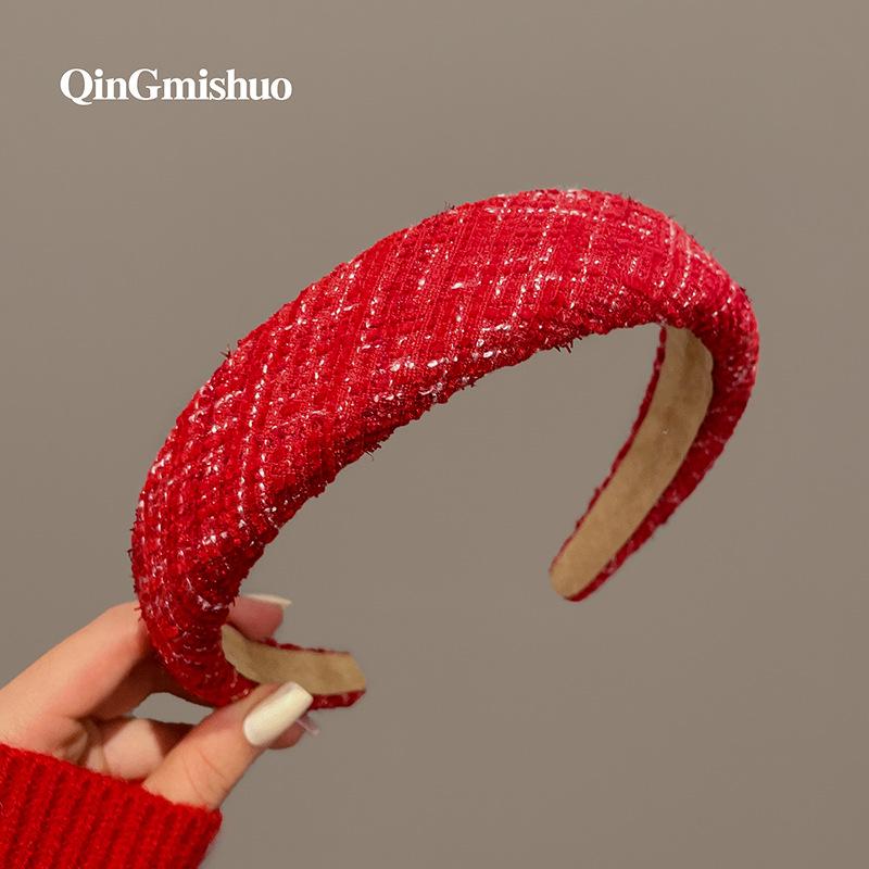Candy Color Waffle Headband: High Crown, Advanced Face Wash Sponge, Wide Edge Hair Hoop for Early Spring.