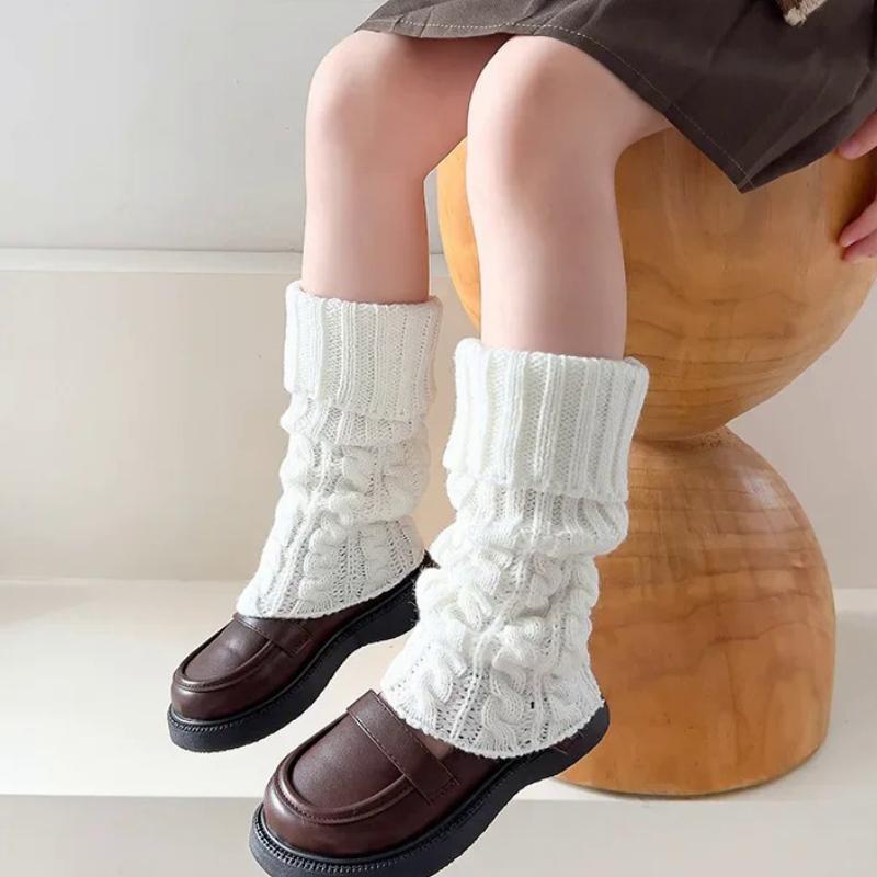 Children Lovely Lolita Autumn/Winter Cable-knit Leg Warmers Girls Korean Style JK Solid Color Cuffed Loose Thermal Stacked Socks