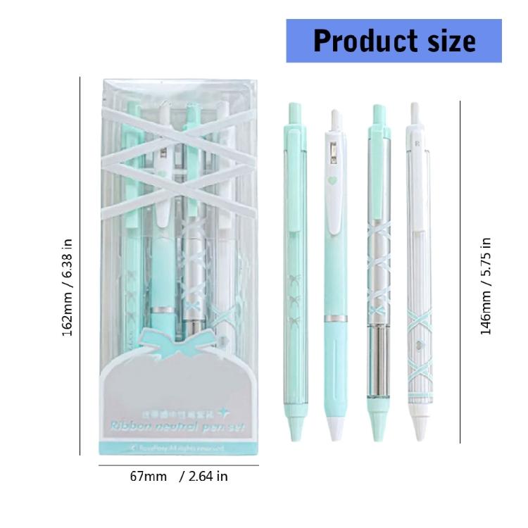 4 Pcs Pressing Pen 0.5mm Retractable Pen Black Ink Gel Pen Neutral Pen Writing Pen Ballet Strap Bows Gel Ink Pen