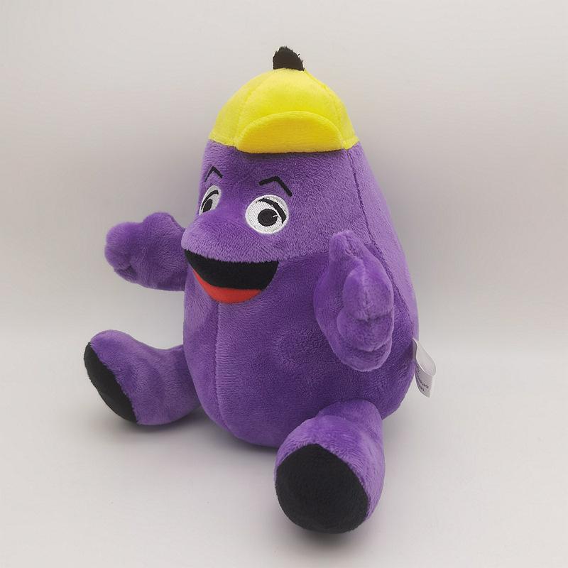 McDonald's Grimace Plush Toy Purple Grimace with Yellow Hat Soft Stuffed Doll McDonaldland Character Plushie for Fan Kid Birthday Gift Home Decoration