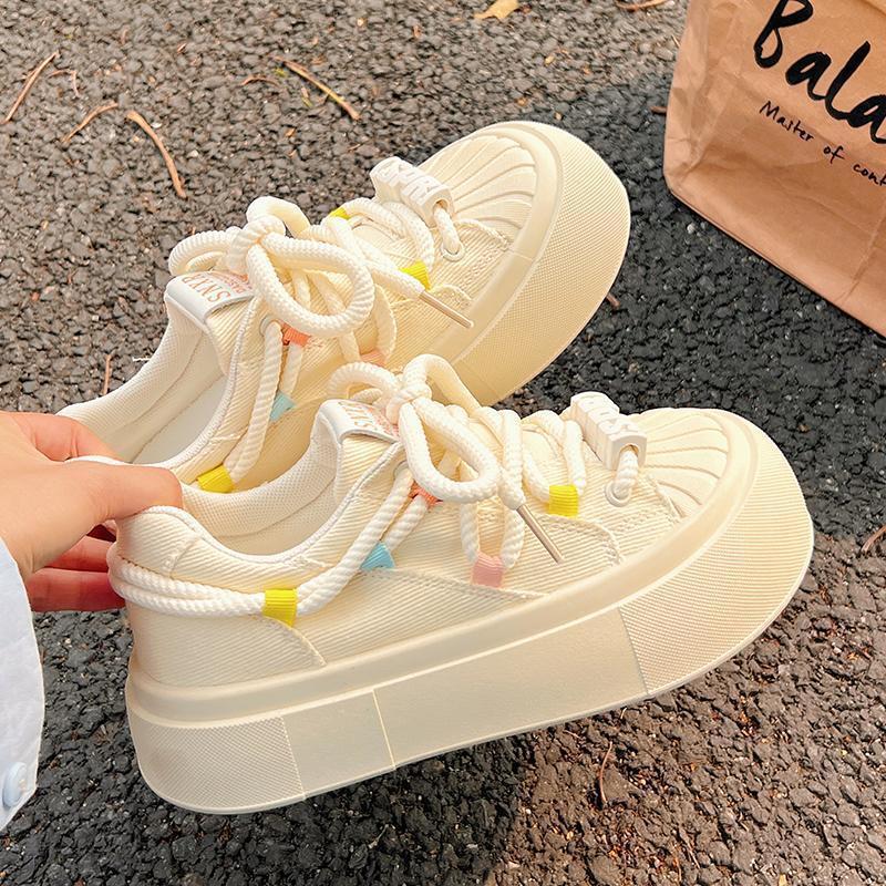 Thick-soled Shell Head Little White Shoes Women's 2025 Spring and Summer New Popular Milk Fufu Versatile Canvas Shoes Original Board Shoes
