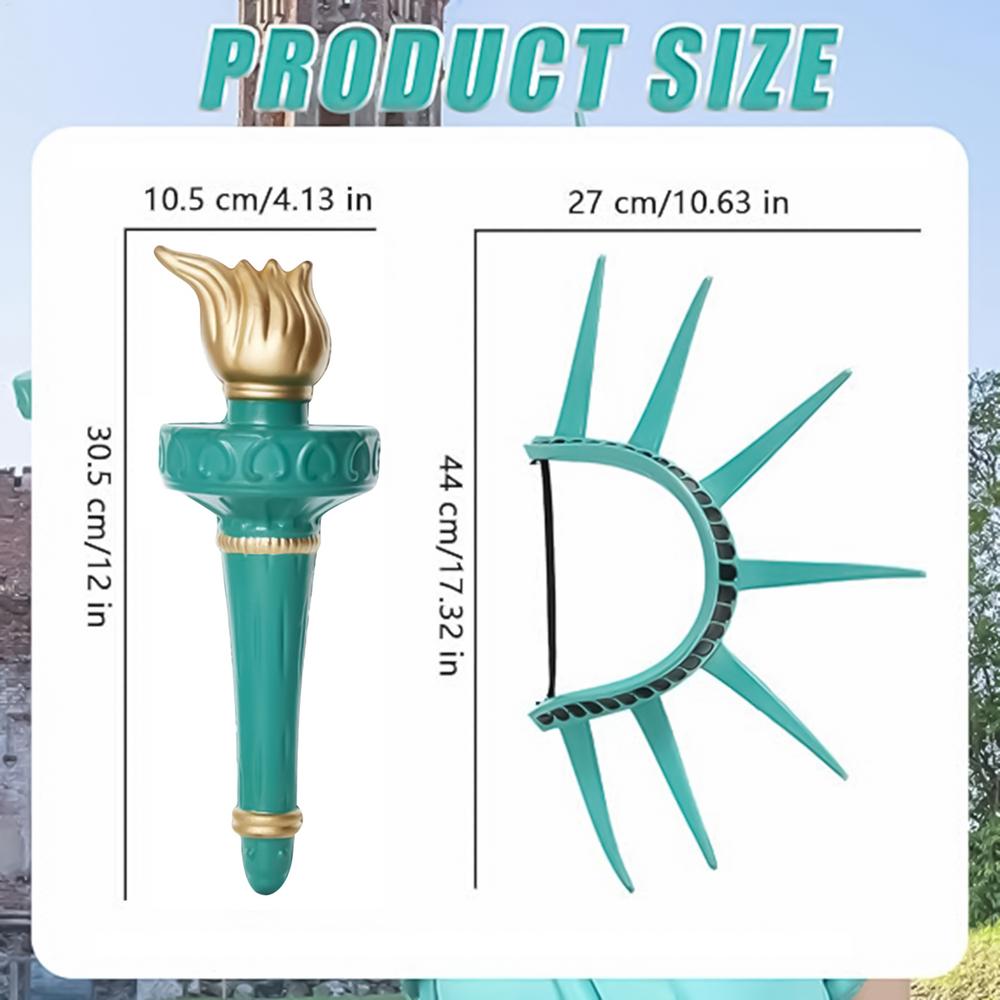 Statue Of Liberty Goddess Headband And Torch  Festival Hair Accessories Lady Liberty Cosplay CrownNovelty Headband For Masquerad