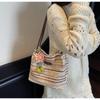 Fashionable Woven Straw Women'S Shoulder Bag Large Capacity Tote Bag Summer Holiday Style Polyester Material Bag