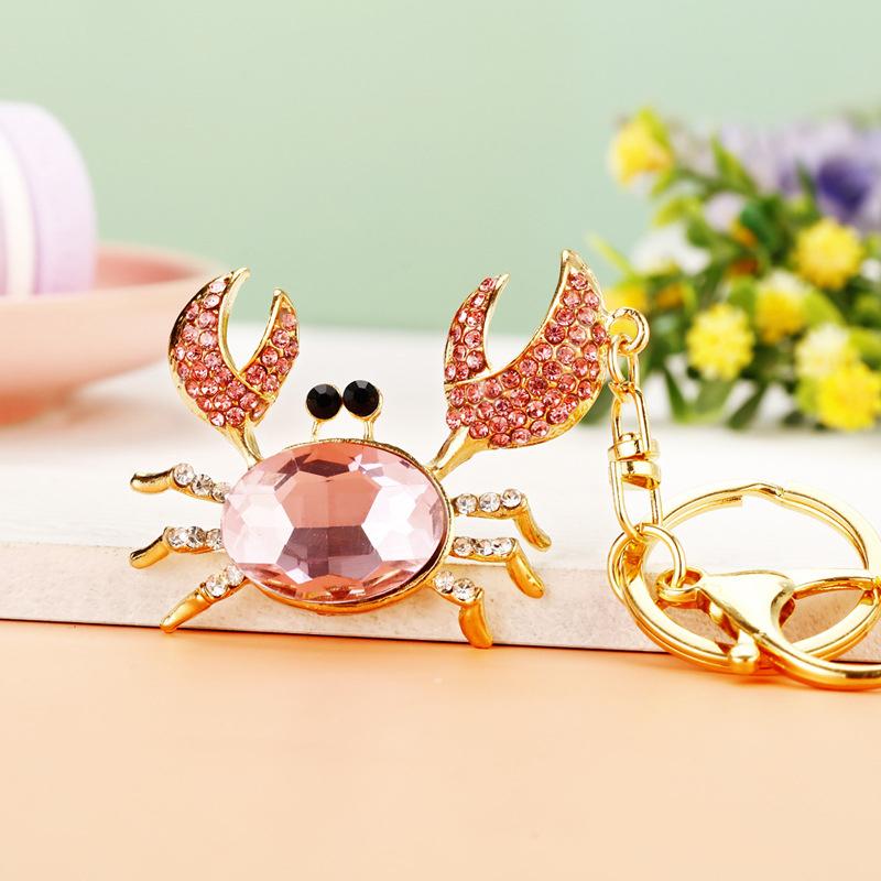 Cute Crab Charms Keychain for Women Men Gifts Jewelry Rhinestone Bag Decor Cartoon Animal Key Chain