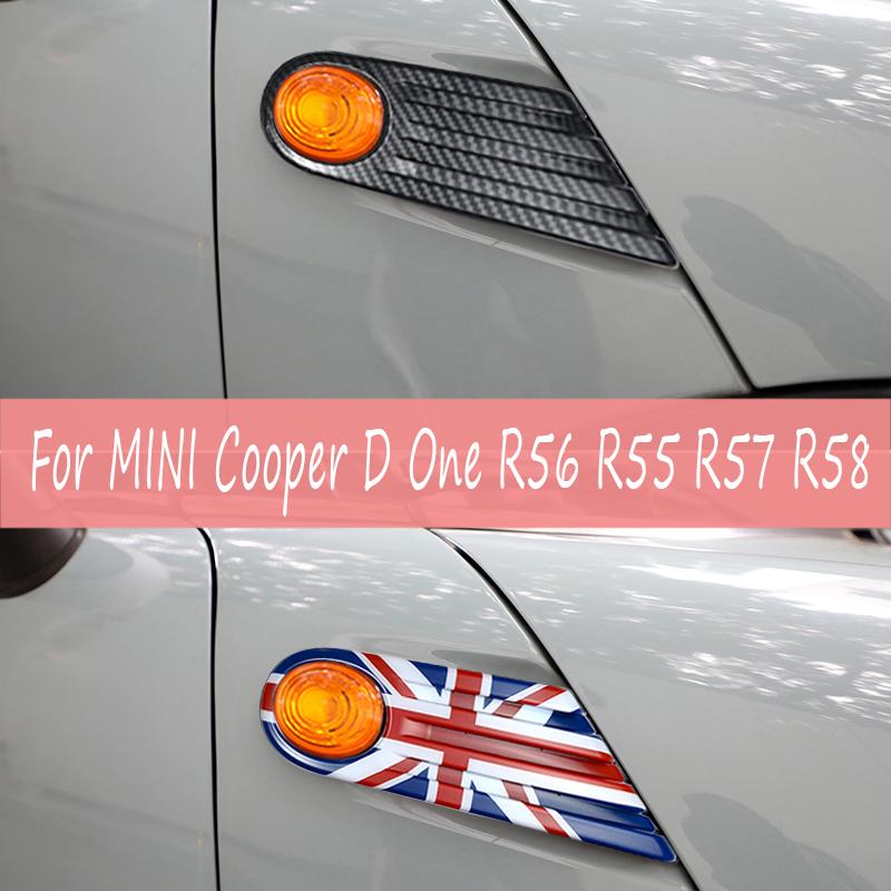The Black Flag Car Fender Turn Signal Exterior Light Covers Sticker For MINI Cooper One R56 Clubman R55 Convertible R57
