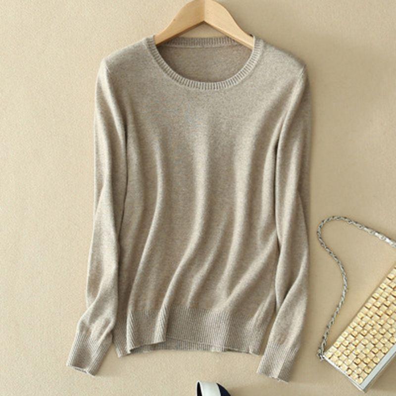 Stylish Women's Cashmere Loose Pullover Crew Neck Knit Sweater For Cozy Winter Wear
