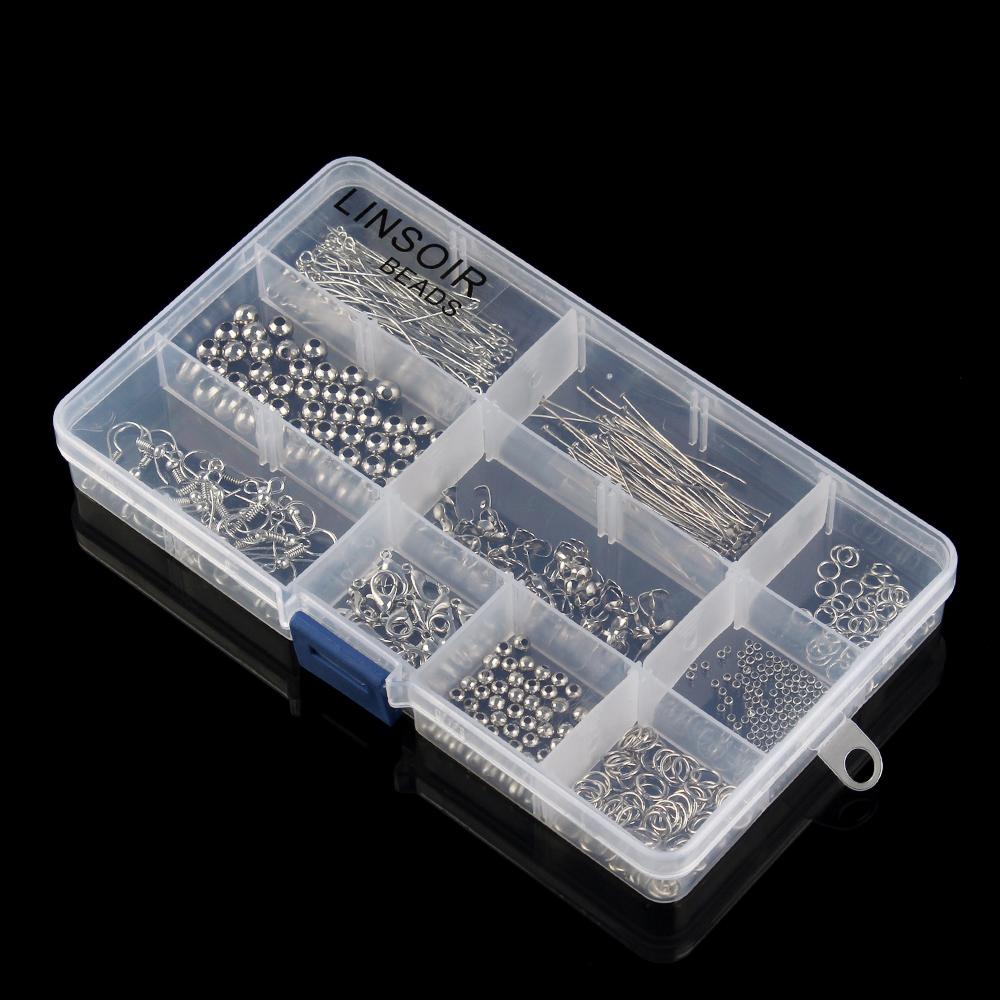 1Box/Set Ear Hooks Open Jump Rings Set Gold Color Lobster Clasps Head Pin Neddles For Jewelry Making DIY Earrings Findings Kit