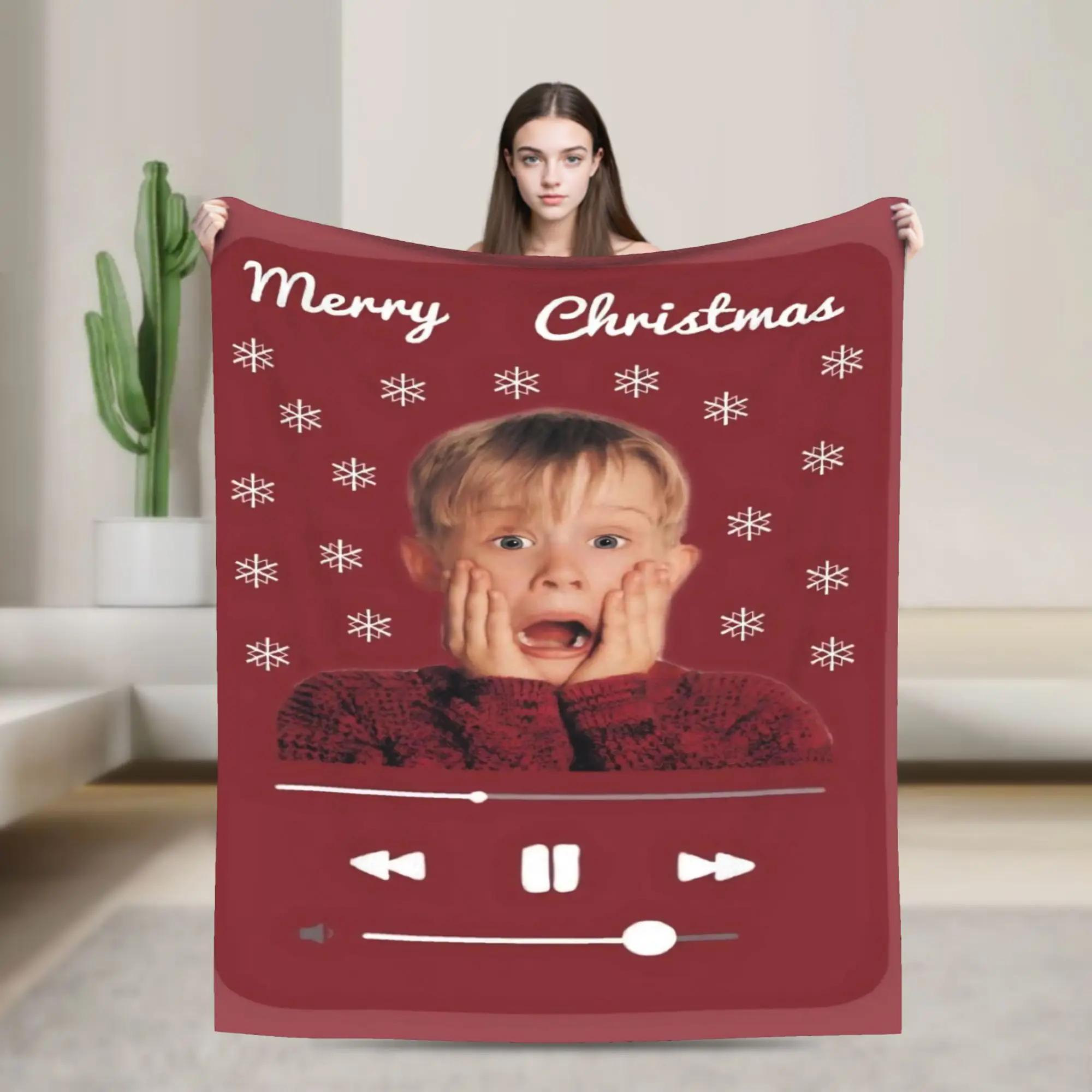 

Home Alone Movie Themed Flannel Blanket Super Warm Throw for Bedroom Sofa Bed Cover Christmas and Winter Season 40x50in