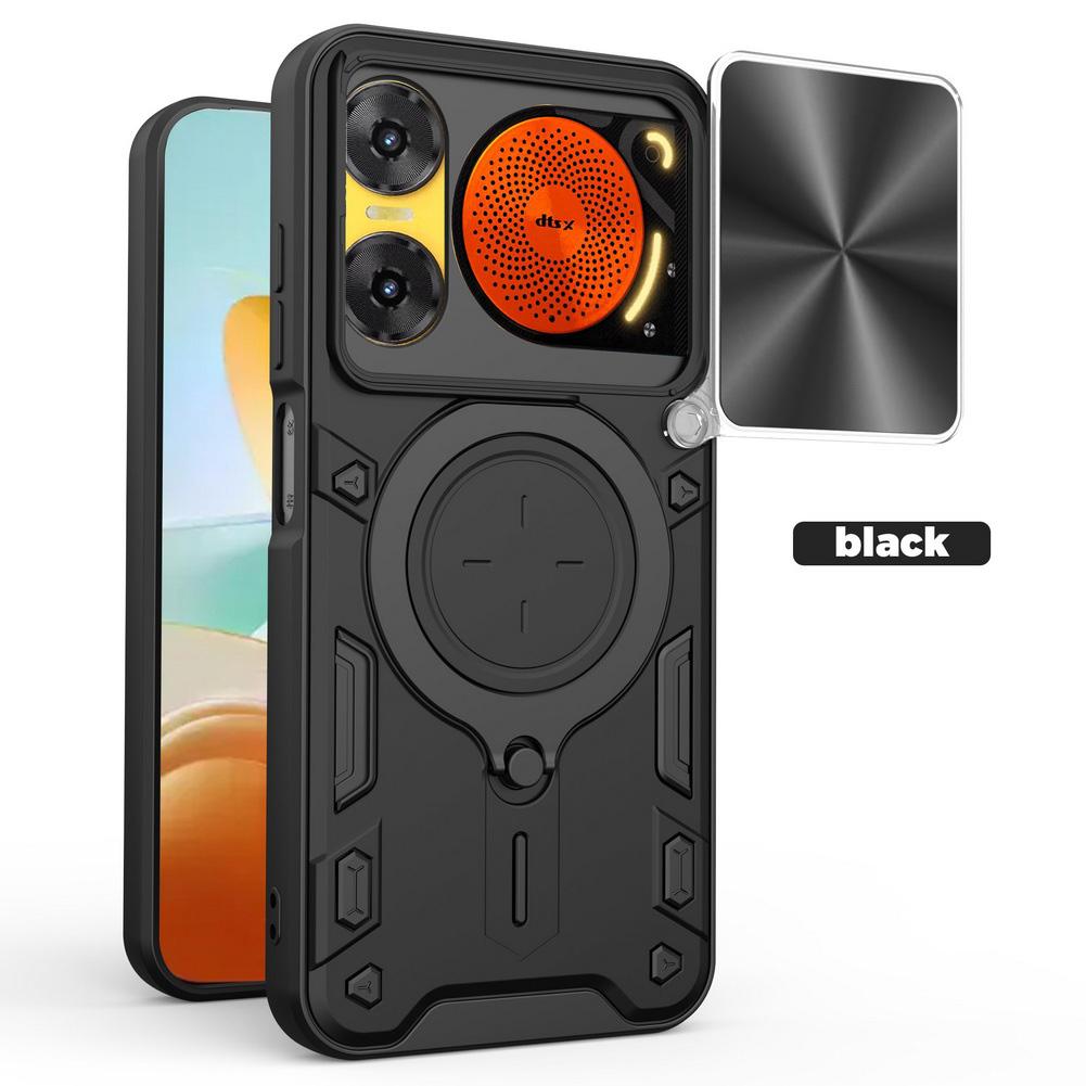 Metallring Kamera Schutz Hülle für ZTE Music 2 4G nubia Neo 3 2 Focus Pro zte Blade A75 Armor Hybrid Drehbarer Halter Abdeckung ZTE nubia Music schwarz
