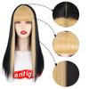 MERISIHAIR Women Straight Mixed Color Hair Wig with Bangs Black Hair with Blond Red Purple Pink Bangs Synthetic Fiber Cosplay Party Wig