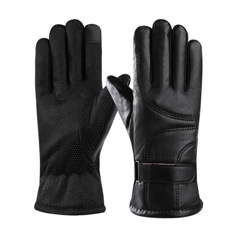 

Сохраняющие тепло зимние лыжные перчатки черные перчатки для вождения подарок мужские кожаные варежки для верховой езды чёрный