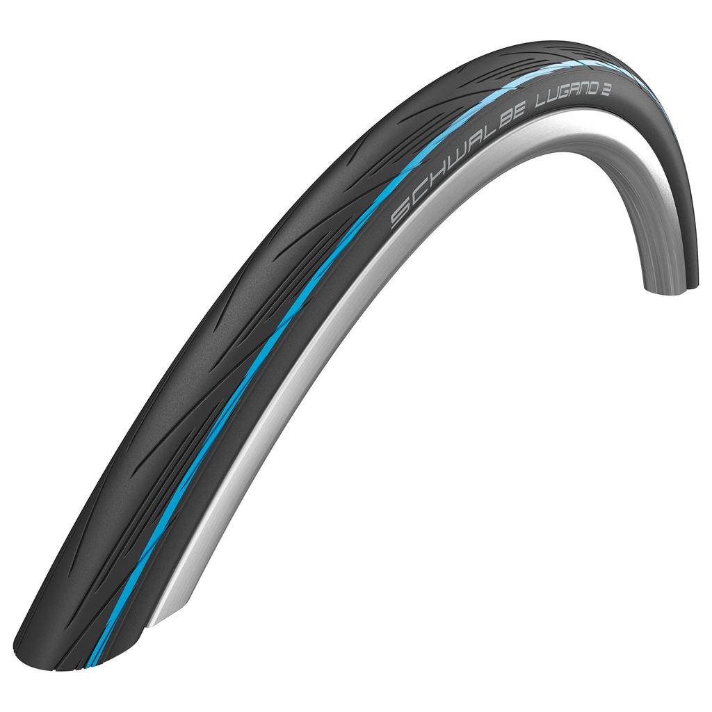Schwalbe Lugano 2 Wired Bead Road Tire, 700x25C, Blue Stripe