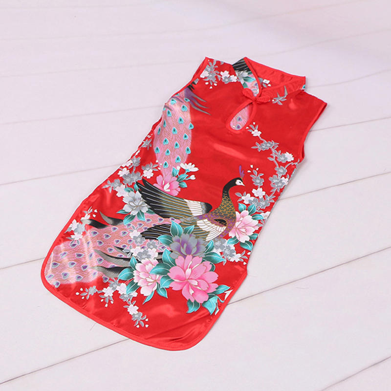 Girls Summer Cheongsam Chinese Style Qipao Dress for Kids Traditional Embroidery Silk Feel Party Costume for Chinese New Year Birthday