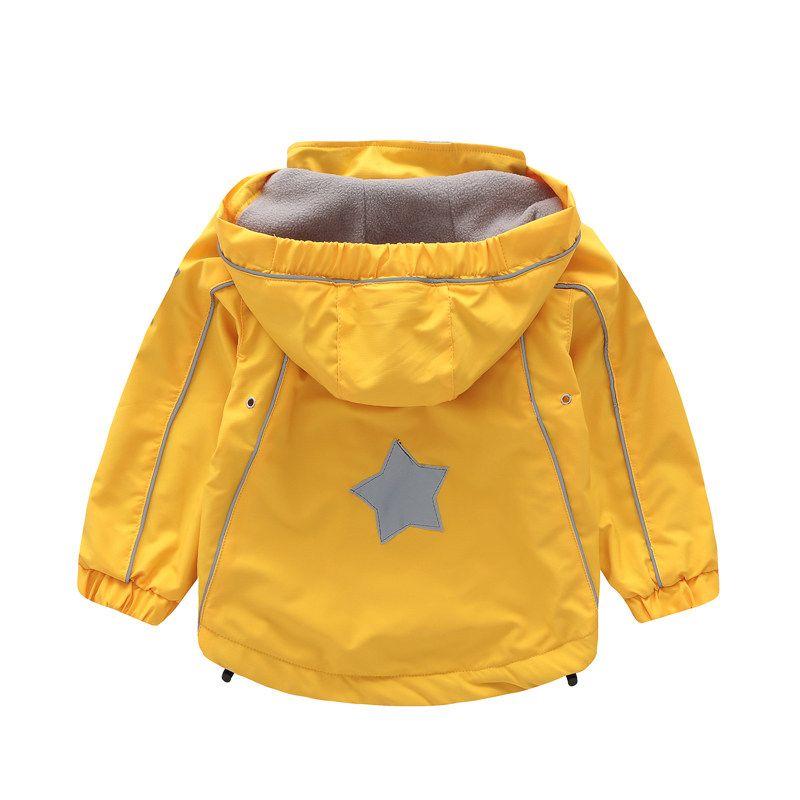 Boys and Girls Thick Windproof Hooded Oblique Zipper Shell Jacket