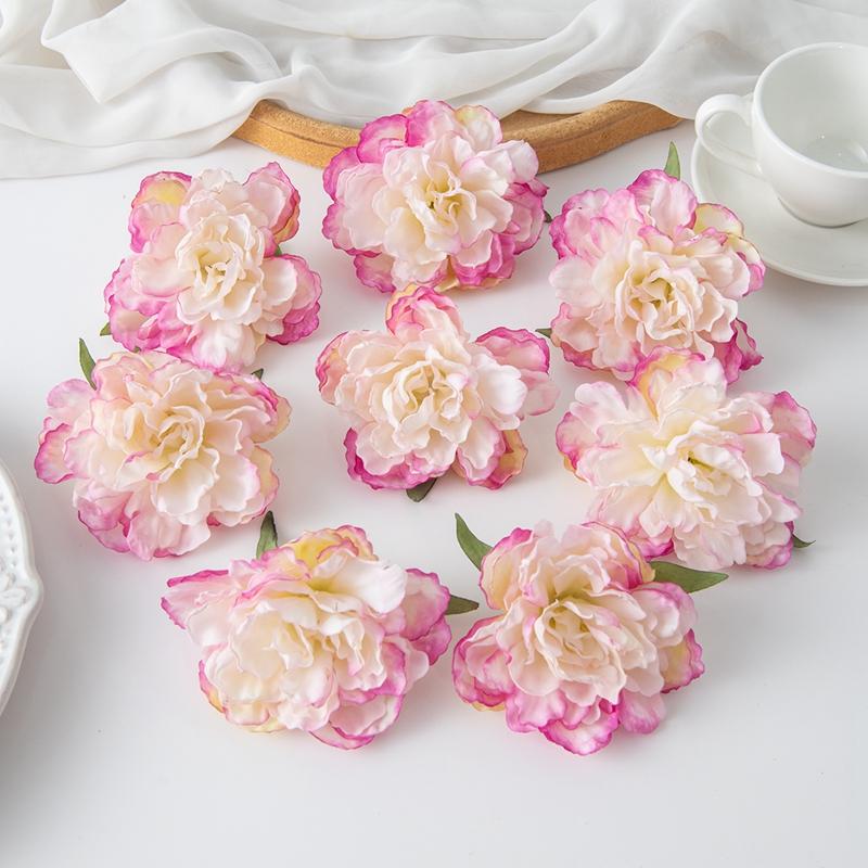 5/10 шт. Штучно Зроблених Квітів З Обпаленими Краями та Півонії Для Домашнього Дозвілля, Шпильки Для Волосся, Весільна Прикраса Одягу, Скрапбукінг