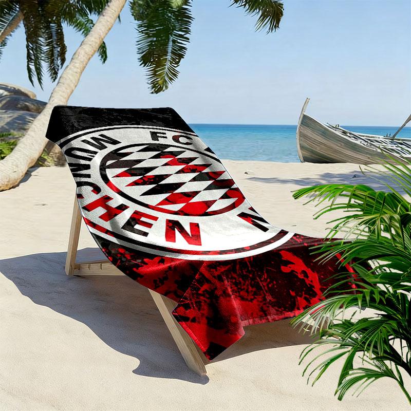 FC Bayern Munchen Print Beach Towel, Large Soft Quick Dry Towel for Beach Camping Swimming