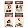 IBOOWU Danger DUST HAZARD Vintage Poster Retro Metal Tin Signs Wall Decor HIGH VOLTAGE Beware Warning Plaques
