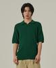 ANALOG MOOD Cable Open Collar Short Sleeve Knit (Green)