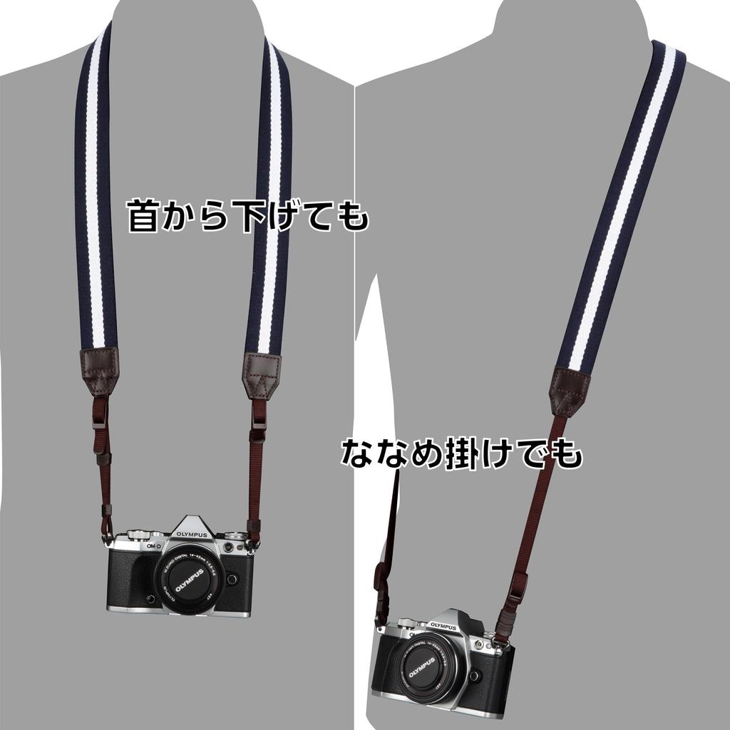 Hakuba Camera Strap Plus Shell Stripe Strap 30 for Navy x Shoulder Strap SLR/Mirrorless Cameras, Red, KST-67ST30NVRD, Strap/Neck