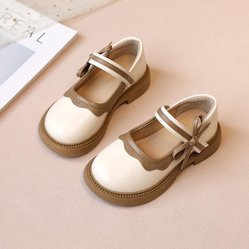 Kids Bow Decor Two Tone Mary Jane Dress Shoes 23 белый