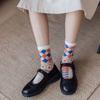 Sweet Floral Print Mid-calf Socks Ultra-Thin Crystal Silk Socks  Casual Wear