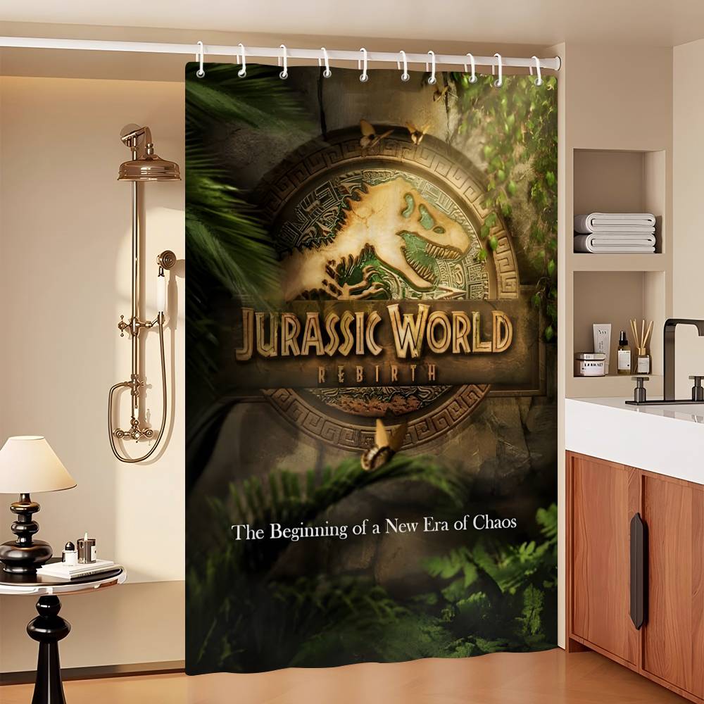 Movie Jurassic Park Dinosaur World Modern Simple Shower Curtain Bathroom Decorative Polyster Shower Curtain with Hook