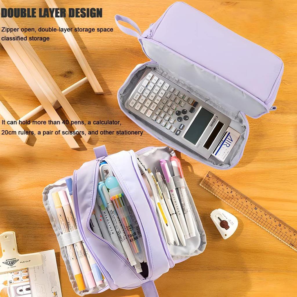Dual-Compartment Large Capacity Student Pencil Case