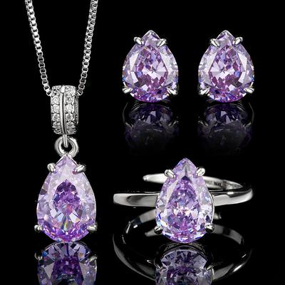 2025 Inlaid Diamond Jewelry Jewelry Set New Earrings, Rings, Necklaces, Waterdrop Shaped Diamonds, Fashionable and Versatile for Women