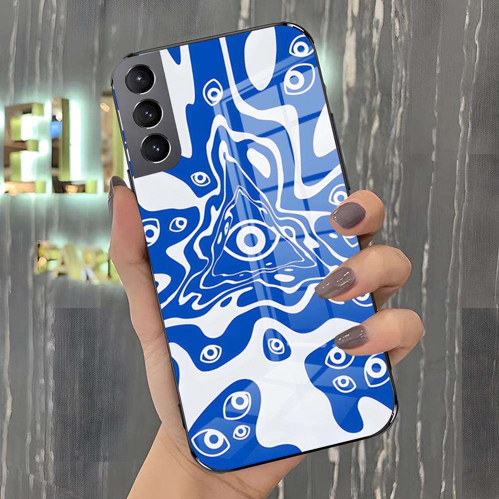 

Cute Blue Evil Eye Phone Case For Samsung S26 S25 Plus S20 S20 Plus S22 Ultra S23 FE S21 Plus S21 Ultra Glass Cover Samsung S22 Ultra