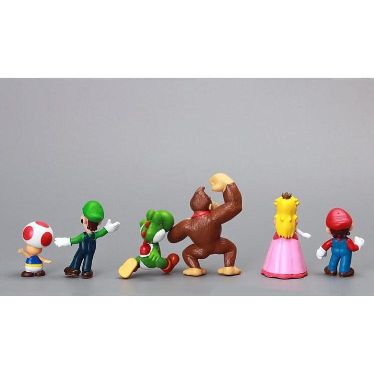 Super Mario 18-Piece Figurine Set 3-6cm Multicolor Collection (Mario, Luigi, Princess Peach, Yoshi, Toad)