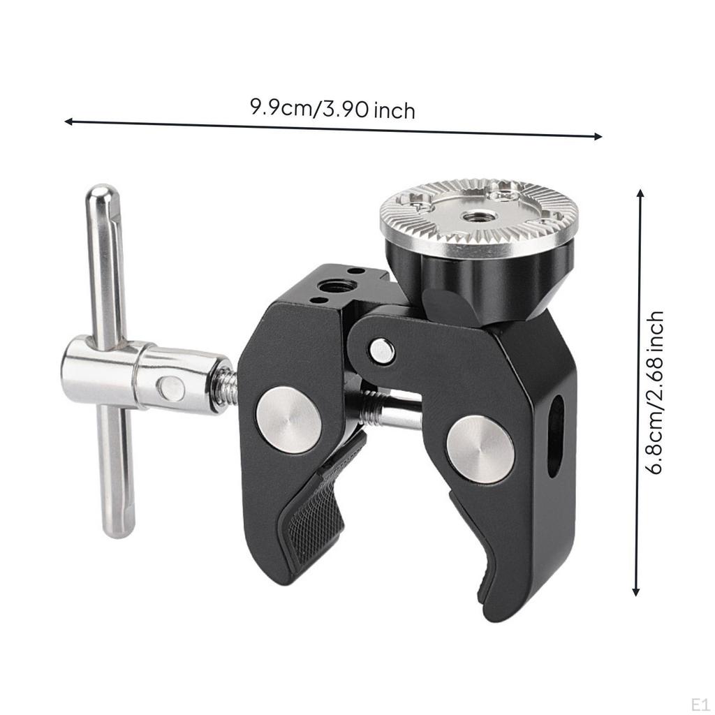 Locking Jaw Mount with THandle Adjustable Metal Camera Clamp Compact for Videographers, Content