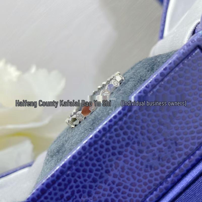 Кольцо Seiko с бриллиантовой сотовой структурой - Браслет в стиле легкой роскоши для пляжа. Size 6 белого золота