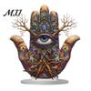 Décoration de Table Spirituelle Unique Ornement Main de Fatima, Ornement Hamsa Acrylique Plat 2D avec Base de Bureau Rétro Mystérieuse, Pièce Maîtresse Exotique