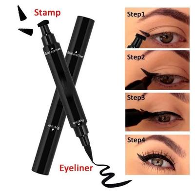 Υγρό Στυλό Eyeliner Σφραγίδα Μεγάλη Αδιάβροχο Γρήγορο Στέγνωμα Μαύρο Μολύβι Eyeliner με Σφραγίδα Eyeliner Καλλυντικό Διπλής Όψης Eyeliner