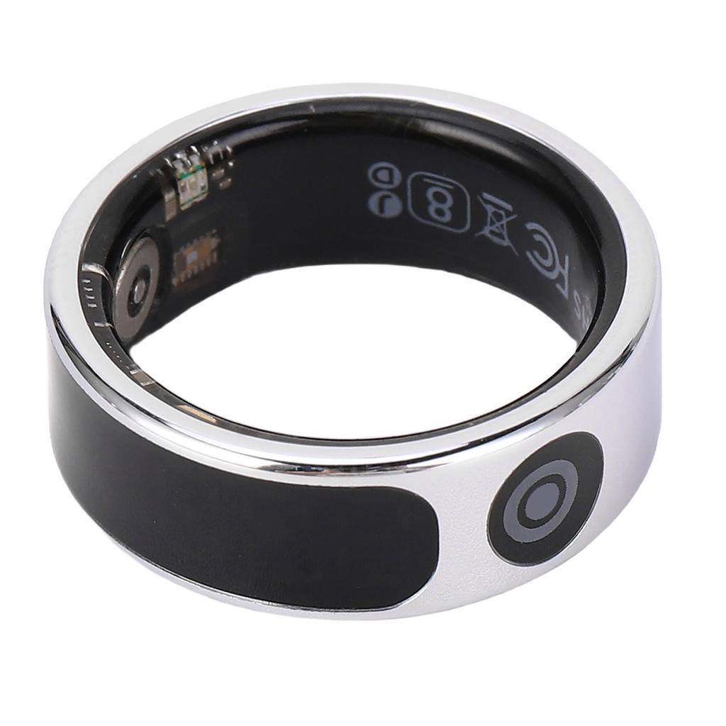 Smart Ring Sports Sleep Monitoring Gesture Control Stainless Steel Health Tracker Ring with Display Screen 8 Diameter: