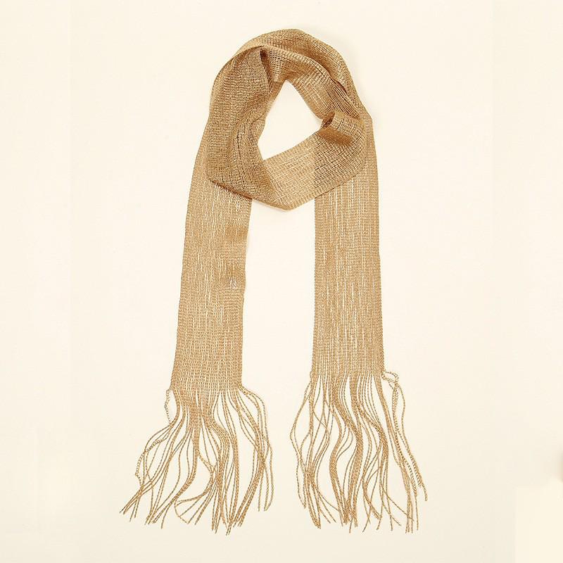 

Breathable Silk Scarf: Versatile Long Solid Color Ribbon for European and American Fashion Commute 185x8 золотий