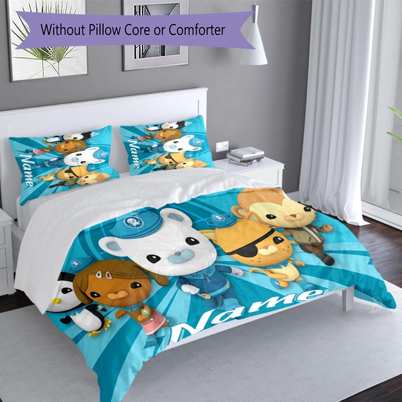 3pcs Custom Name Octonauts Bedding Set,Includes 1 Duvet Cover and 2 Pillowcases,All-season Bedroom Decor