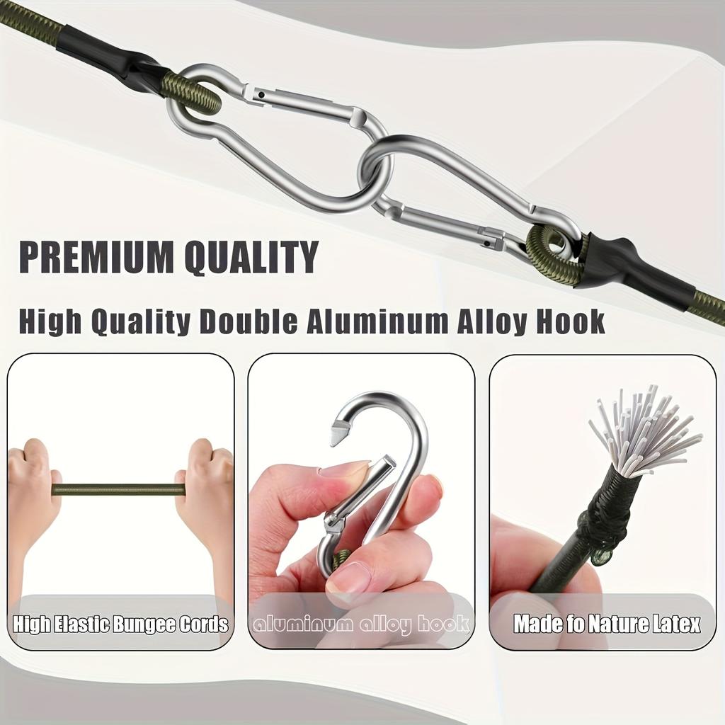 4pcs Outdoor Mountaineering Buckle 8mm Elastic Rope Tent Strap Camping Clothesline Luggage Binding Strap