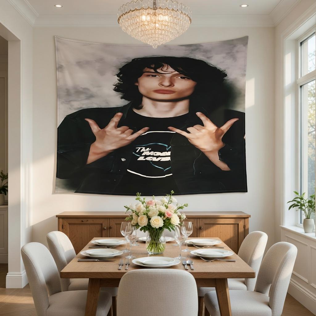 

Finn Wolfhard Style Wall Tapestry Soft Durable Fabric Wall Hanging Dorm Bedroom Decor Fan Gift Aesthetic Wall ArtPartyBackground 74x94cm(29x37in)