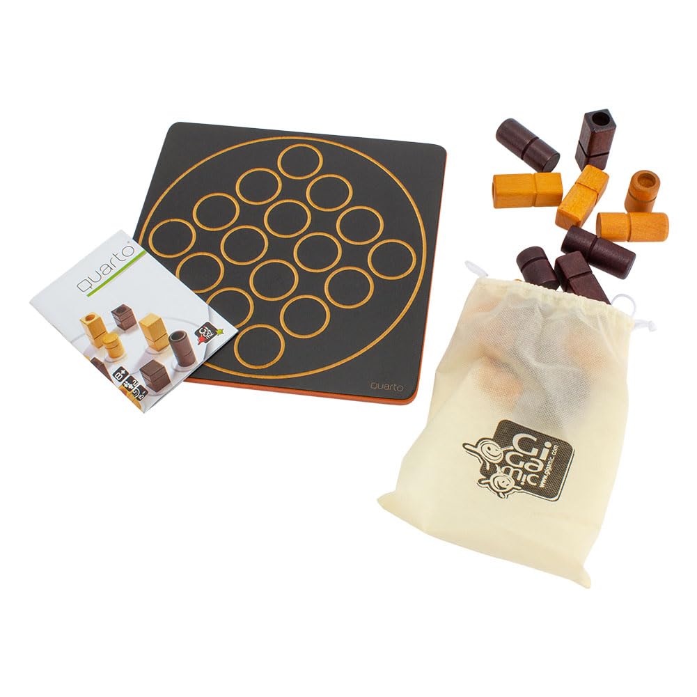 Gigamic Quarto Board Game, GCQA 3.421271.300410, Wooden Tabletop Game, Educational Toy for Kids, Brain Training Game, France [Parallel Import]