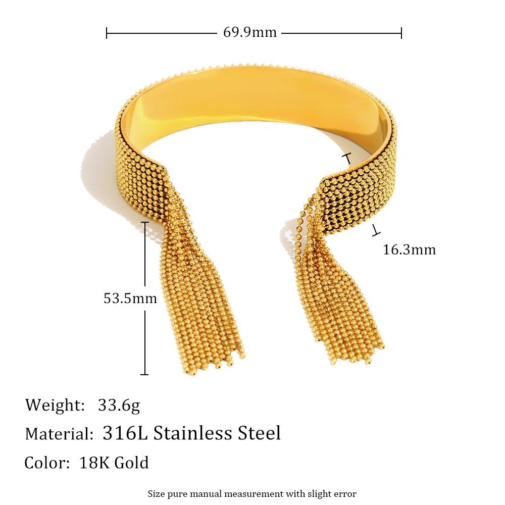 MamacitaSlay 316L Stainless Steel Chain Tassel Ring Bracelet Adjustable 18K PVD Plated Waterproof Jewelry For Women's Charm Gift