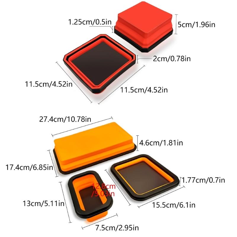 Space Saving Foldable Silicone Magnetic Tray Dish Organizer For Automotive Repair Tool And Hardware With Strong Grip