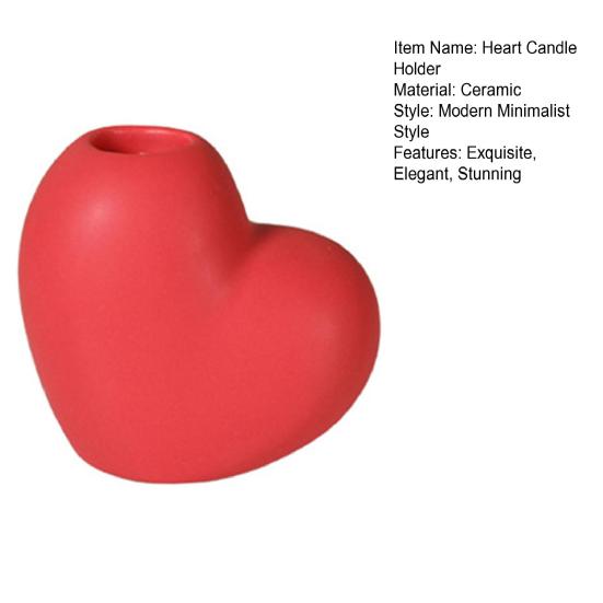 Roter herzförmiger Kerzenhalter Romantischer Kerzenhalter aus Keramik für Hochzeitsfeier Esstisch-Mittelstück
