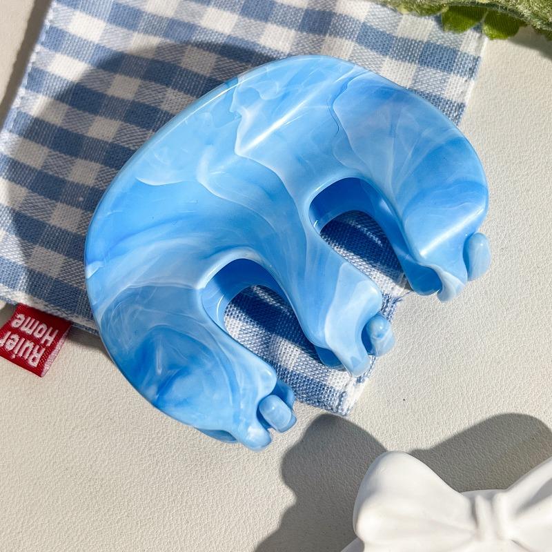 M-shaped Pumpkin Claw Clip High-end Marble Ponytail Hair Clip Back of The Head Updo Shark Clip Hair Accessory