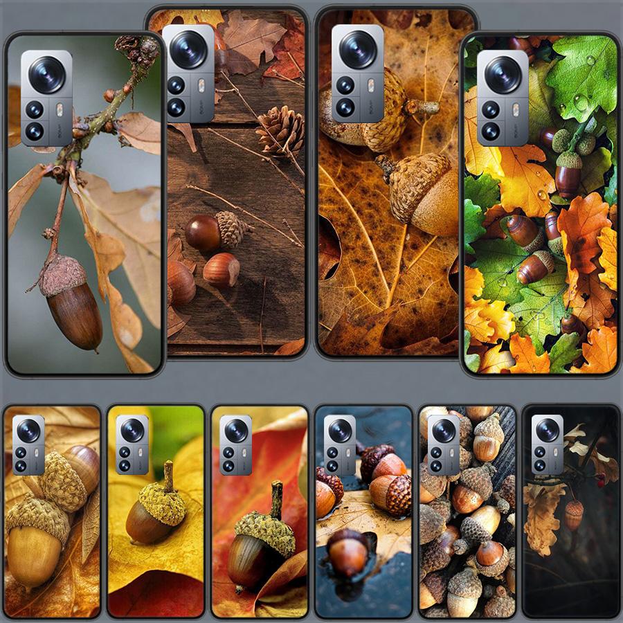Autumn Yellow Leaf Acorns and Oak Leaves Phone Case For Xiaomi Poco X7 X6 M8 M7 M6 M4 M3 X4 Pro F7 Ultra M5S Mi 14 14T 15 15T 12