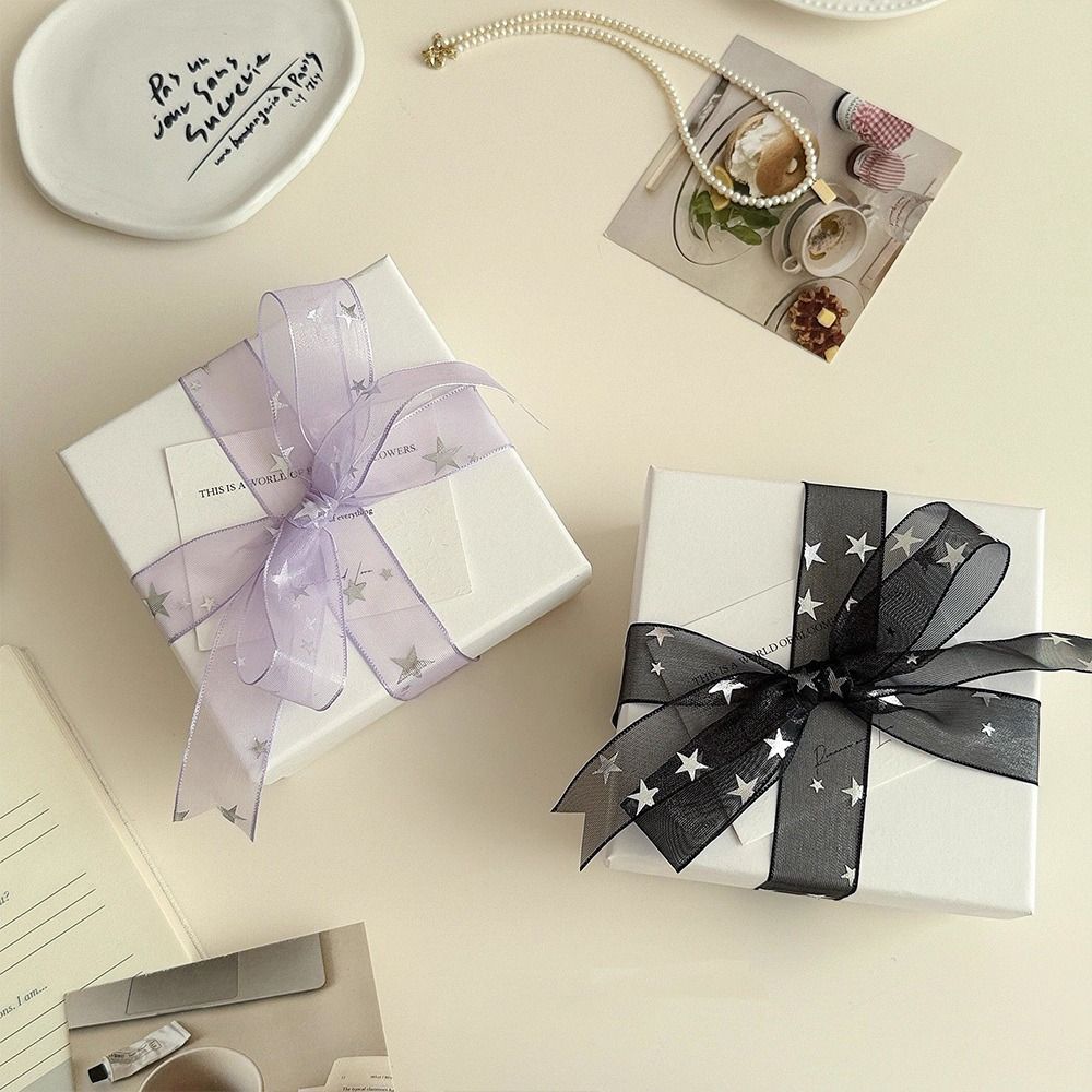 2.5cm Star Silk Ribbon Polyester Floral Bouquet Ribbon Creative Gifts Packaging Material